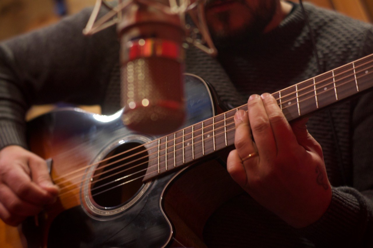 Captação de guitarra em estúdio